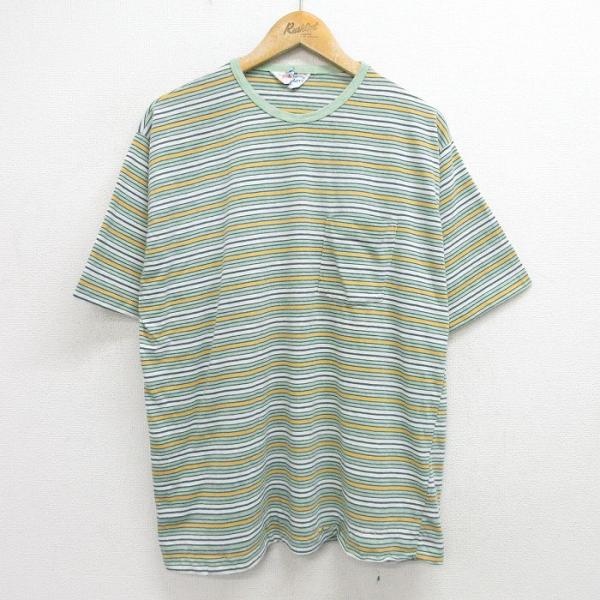 XL/古着 半袖 ビンテージ Tシャツ メンズ 80s 大きいサイズ クルーネック 緑他 グリーン ...