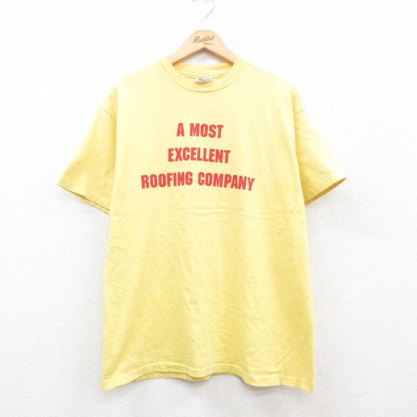 L/古着 ヘインズ 半袖 ビンテージ Tシャツ メンズ 90s ROOFING COMPANY コッ...