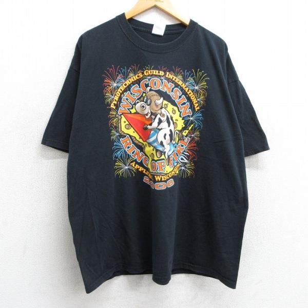 【50%OFF】XL/古着 半袖 ビンテージ Tシャツ メンズ 00s 牛 ウィスコンシン 花火 大...