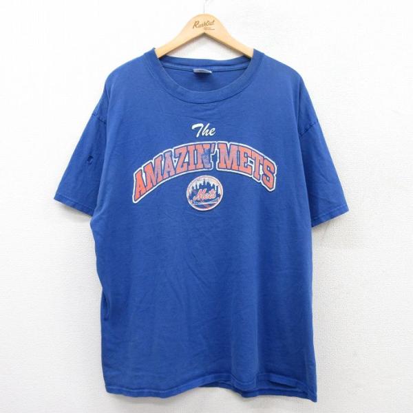 XL/古着 マジェスティック 半袖 ビンテージ Tシャツ メンズ 00s MLB ニューヨークメッツ...