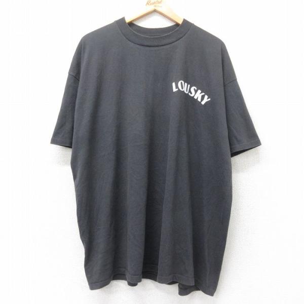 【50%OFF】XL/古着 半袖 ビンテージ Tシャツ メンズ 90s LOUSKY フロッキープリ...