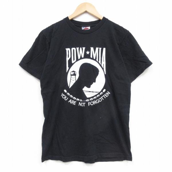 M/古着 半袖 ビンテージ Tシャツ メンズ 90年代 90s POW MIA コットン クルーネッ...