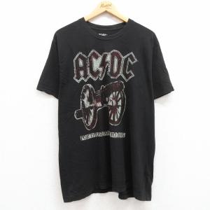 XL/古着 半袖 ビンテージ ロック バンド Tシャツ メンズ 00s AC/DC コットン クルーネック 黒 ブラック 24apr25 中古