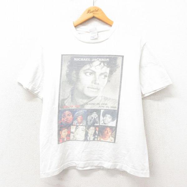 M/古着 半袖 ビンテージ ロック バンド Tシャツ メンズ 00s マイケルジャクソン コットン ...