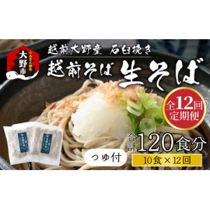 ふるさと納税 【12ヶ月定期便】生そば 10食 × 12回 計120食 つゆ付｜越前そば 大野 名水 石臼挽き 福井県大野市