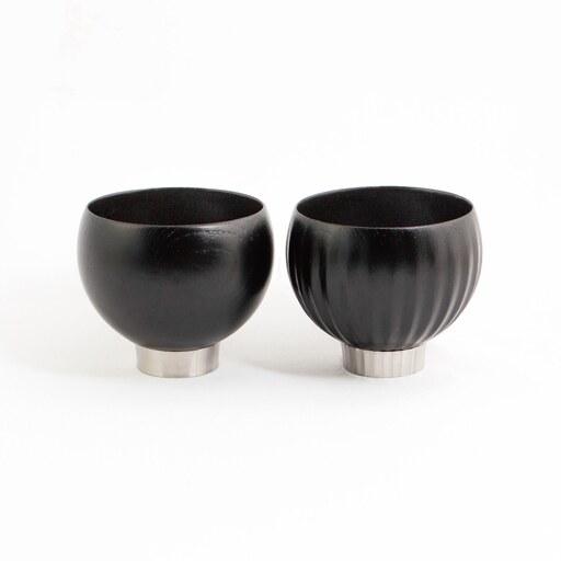 ふるさと納税 手作り 漆器 × 金属 sukuf black ペア 湯呑 ぐいのみ 小鉢 天然木 本...