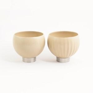 ふるさと納税 手作り 漆器 × 金属 sukuf ivory ペア 湯呑 ぐいのみ 小鉢 天然木 本...