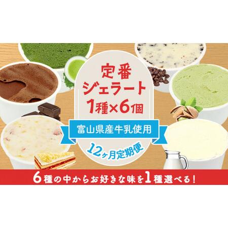 ふるさと納税 【12ヶ月定期便】【Himi Gelato】定番ジェラート6個ピスタチオ 富山県氷見市