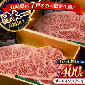 ふるさと納税 【6回定期便】長崎和牛 特選霜降 サーロインステーキ （400g/回）[FG15] 肉 牛肉ステーキ サーロイン 焼肉 定期便 長崎県波佐見町