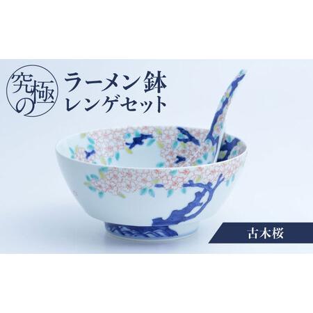 ふるさと納税 【レビューキャンペーン実施中】＜有田焼＞究極のラーメン鉢レンゲセット 古木桜  / 有...