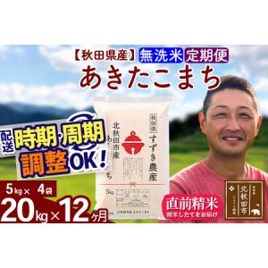 ふるさと納税 ※令和7年産※《定期便12ヶ月》秋田県産 あきたこまち 20kg【無洗米】(5kg小分け袋) 2025年産 お届け時期選べる お届け周期調整.. 秋田県北秋田市