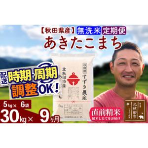 ふるさと納税 ※令和7年産※《定期便9ヶ月》秋田県産 あきたこまち 30kg【無洗米】(5kg小分け袋) 2025年産 お届け時期選べる お届け周期調整可.. 秋田県北秋田市