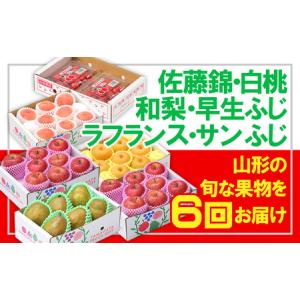 ふるさと納税 【定期便6回】☆フルーツ王国山形☆佐藤錦・白桃・和梨・早生ふじ・ラフ・りんご 【令和8年産先行予約】FS25-667 くだもの 果物 フ.. 山形県山形市