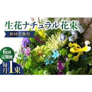 ふるさと納税 【6回定期便】生花ナチュラル花束 ブーケ初回花瓶付 【株式会社tomoni】 [ATCG019] 高知県高知市