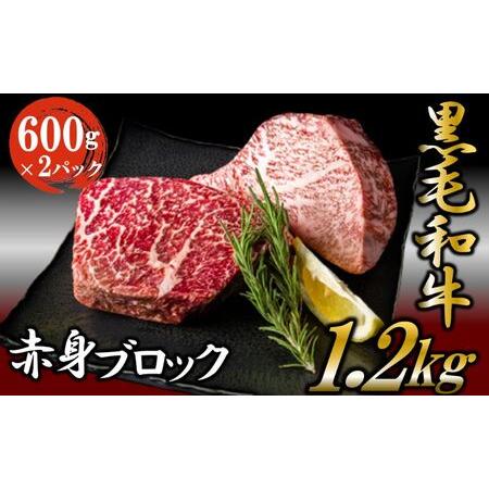 ふるさと納税 黒毛和牛 厳選 赤身 ブロック 1.2kg （600g×2パック） お肉 牛 ブロック...