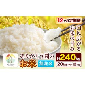 ふるさと納税 【12ヶ月定期便】ありがとう園の無洗米 20kg 岡山県矢掛町