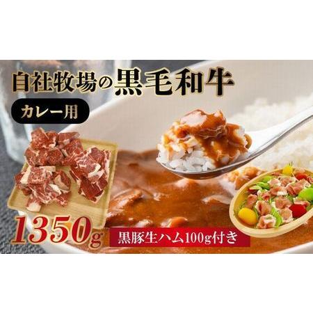 ふるさと納税 027-02 自社牧場の黒毛和牛カレー用1350g＋生ハム100g 鹿児島県南九州市