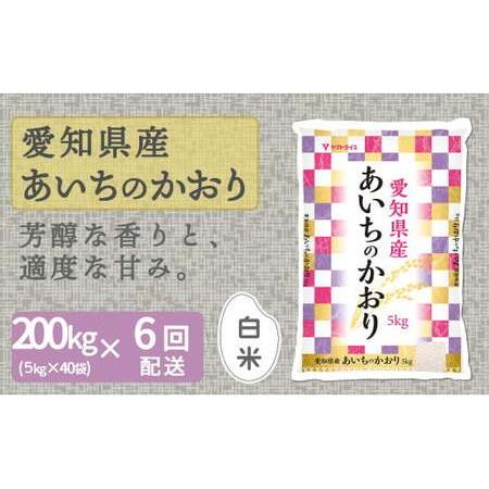 ふるさと納税 【精米】6回定期便 愛知県産あいちのかおり 200kg（5kg×40袋）　安心安全なヤ...