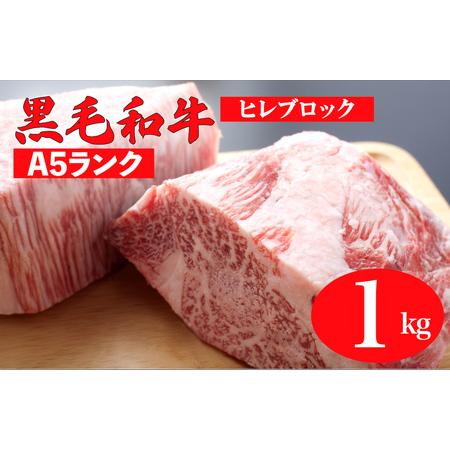 ふるさと納税 黒毛和牛 A5ランク ヒレ ブロック 1kg (ステーキ用ソース・スパイス付) 和牛 ...