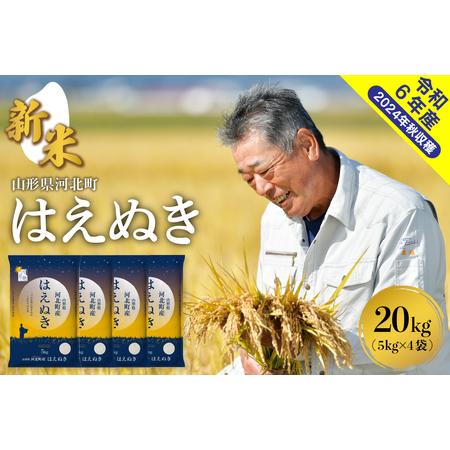 ふるさと納税 【令和6年産米】2024年10月中旬発送 はえぬき20kg（5kg×4袋） 山形県産【...