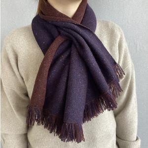 ふるさと納税 紡績会社の編立て職人によるカシミヤ100%フリンジミニマフラー(ネイビー×ブラウン)【...