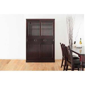 ふるさと納税 旭川家具 山室家具製作所 民芸家具 北の匠 No.2 水屋 120 カバ 【 国産 無垢 インテリア 木製 収納 民芸 ダイニングボード 食器棚 .. 北海道旭川市