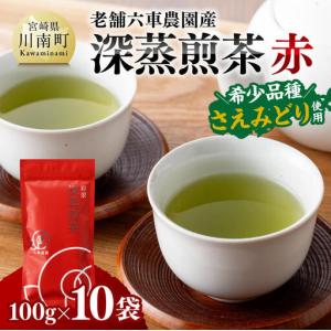 ふるさと納税 宮崎県産茶　深蒸煎茶（赤）100ｇ10袋セット 【 九州産 宮崎県産 川南町産 茶 お茶 国産茶 飲料 日本茶 飲みやすい 使いやすい 】 宮崎県川南町
