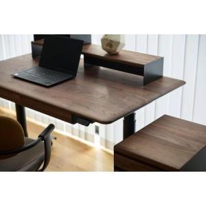 ふるさと納税 【シェルフL・キャビネットセット】サイズオーダー可 電動昇降 学習机 プレディデスク ウォールナット 福岡県大川市