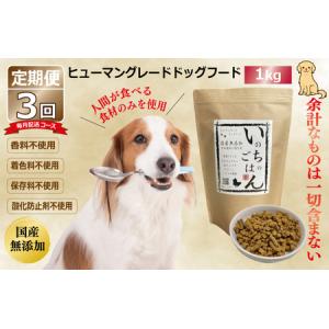 ふるさと納税 【定期便】国産 無添加 ドッグフード「いのちのごはん」1kg×全3回【毎月配送コース】 大阪府泉佐野市