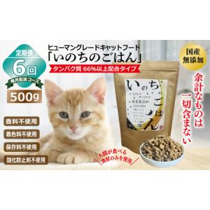 ふるさと納税 【定期便】国産無添加 キャットフード 500g×全6回「いのちのごはん」タンパク質 66％以上配合タイプ【毎月配送コース】 大阪府泉佐野市