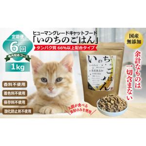 ふるさと納税 【定期便】国産無添加 キャットフード 1kg×全6回「いのちのごはん」タンパク質 66％以上配合タイプ【毎月配送コース】 大阪府泉佐野市