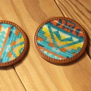 ふるさと納税 本革レザーコースターｘPENDLETON　【アルトメサディープターコイズ 】2個セット...