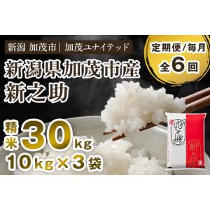 ふるさと納税 【令和8年産新米先行予約】【6ヶ月定期便】新潟県産 新之助 精米30kg（10kg×3袋）《10月上旬から順次出荷》 加茂ユナイテッド 新潟県加茂市