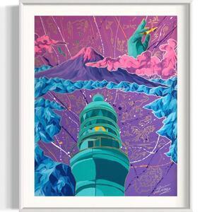 ふるさと納税 アクリル絵画 オーダー作品 F10(530mm×455mm)サイズ　【絵画：御前崎の風景 / 額：ホワイト】 静岡県御前崎市