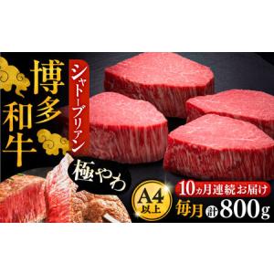 ふるさと納税 【全10回定期便】博多和牛 ヒレ シャトーブリアン 200g×4枚[VBK094] シャトーブリアン 定期便 福岡県豊前市