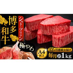 ふるさと納税 【全12回定期便】博多和牛 ヒレ シャトーブリアン 200g×5枚[VBK096] シャトーブリアン 定期便 福岡県豊前市