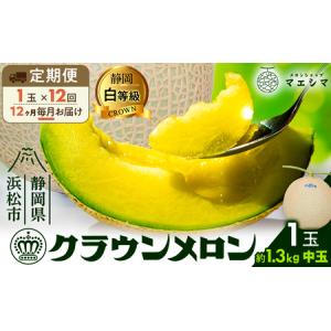 ふるさと納税 メロン 定期便 12ヶ月 白等級 1玉 フルーツ 果物 メロン 静岡県浜松市