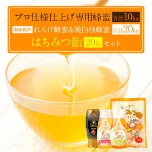 ふるさと納税 プロ仕様仕上げ専用蜂蜜 れんげ 晩白柚蜂蜜 蜂蜜あめ 各20本づつ 熊本県八代市