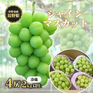 ふるさと納税 【冷蔵】　長野県　中野市産　シャインマスカット4房(2.0kg以上)【配送不可地域：離島】【1331158】 長野県中野市｜furunavi