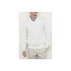 ふるさと納税 日本製 カシミヤ100% Vセーター 白 2Lサイズ [2509] 大阪府泉大津市