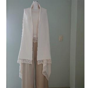 ふるさと納税 手織 シルクひざ掛けストール(おくるみ)　シルクレース付き【丹後シルク】_装飾品・工芸品 織物 装飾品・工芸品 ショール・ス.. 京都府与謝野町