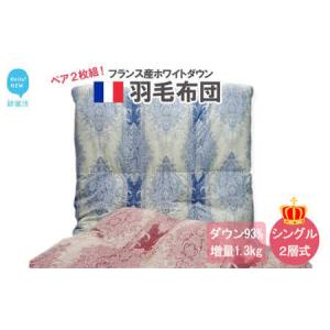 ふるさと納税 ペアでお届け 羽毛布団 ペア シングル （G-07）2枚 セット フランス産ホワイトダウン93％ ツインキルト2層式 抗菌 防臭 愛媛県新居浜市