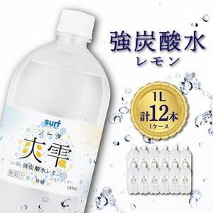 ふるさと納税 【毎月定期便】サーフ　爽雫(ソーダ)強炭酸水レモン 1L×12本　1ケース　国産炭酸水...