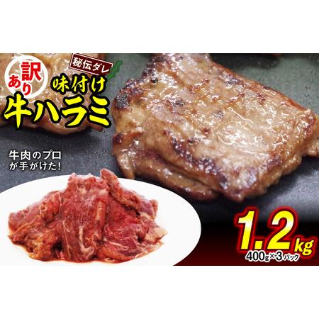 ふるさと納税 訳あり 味付け 牛 ハラミ 1.2kg （ 400g × 3パック ） 不揃い 日高昆...