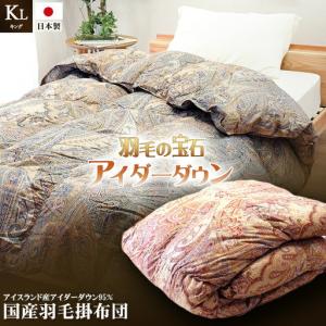 ふるさと納税 羽毛布団 合掛け布団 キング 1枚 (ブルー) アイダーダックダウン 羽毛布団 徳島県吉野川市