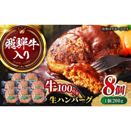 ふるさと納税 飛騨牛 生ハンバーグ （200g×8個） 牛肉 100% 手ごね 特大 国産牛 冷凍 ...