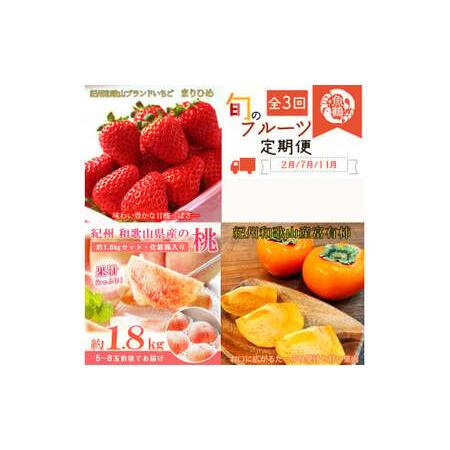 ふるさと納税 【全3回】紀州和歌山産旬のフルーツ定期便 (いちご・桃・富有柿) 【tkb373】 和...
