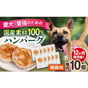 ふるさと納税 【全12回定期便】ペットフード 鶏むね 100%ハンバーグ 10個セット ペット 犬 猫 手作り 国産 てづくり こだわり ドッグフード .. 神奈川県横須賀市