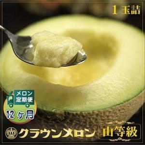 ふるさと納税 【毎月定期便】クラウンメロン (山等級) 1玉 静岡県産 高級マスクメロン 【1年中お届け】全12回【配送不可地域：離島・北海道・沖.. 静岡県掛川市