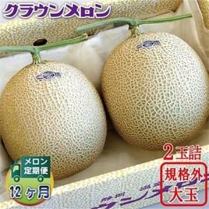 ふるさと納税 【毎月定期便】クラウンメロン 規格外大玉2玉 静岡県産 高級 マスクメロン【1年中お届け】 全12回【配送不可地域：離島・北海道・.. 静岡県掛川市